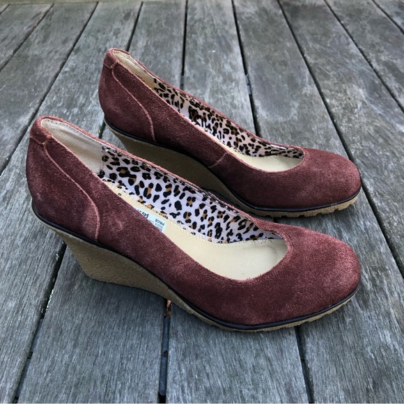 New NWT Kelsi Dagger Brown Suede Rubber Slip On Wedges 7M - Picture 5 of 13